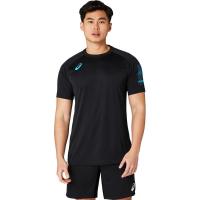 Asics同款速干排湿运动T恤男女通用 volley排球系列黑蓝拼色
