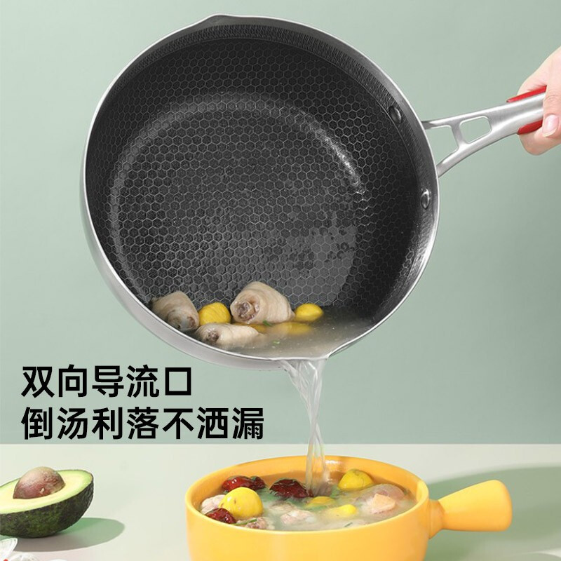 康巴赫KGW-JC28第五代316L不锈钢小资锅平底煎炒锅28cm高清大图