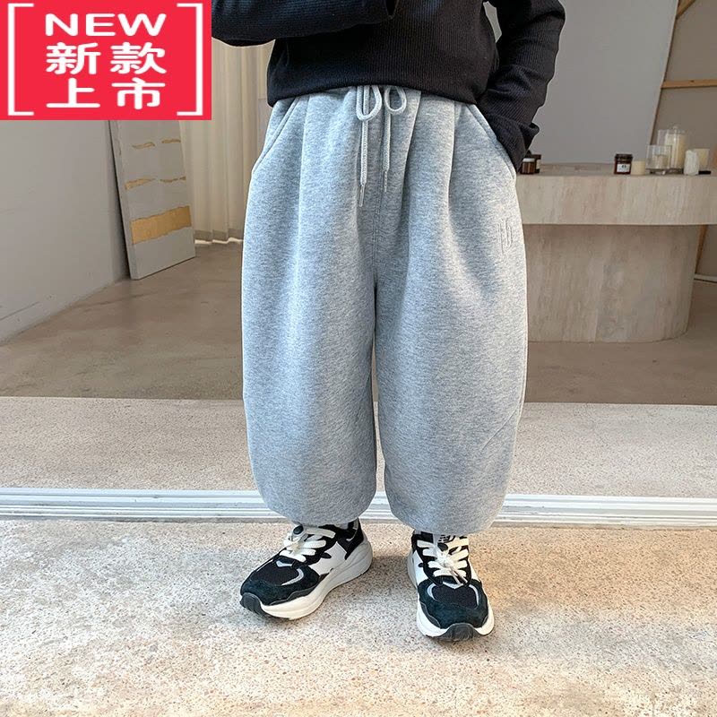 可莉允儿童加绒裤子男童运动裤一体绒加厚宝宝秋冬装新款冬季保暖卫裤潮保暖裤图片