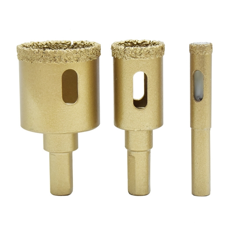 电镀金刚砂钎焊陶瓷玻璃玉石大理石玻化砖打孔钻头6mm开孔器42mm黄色