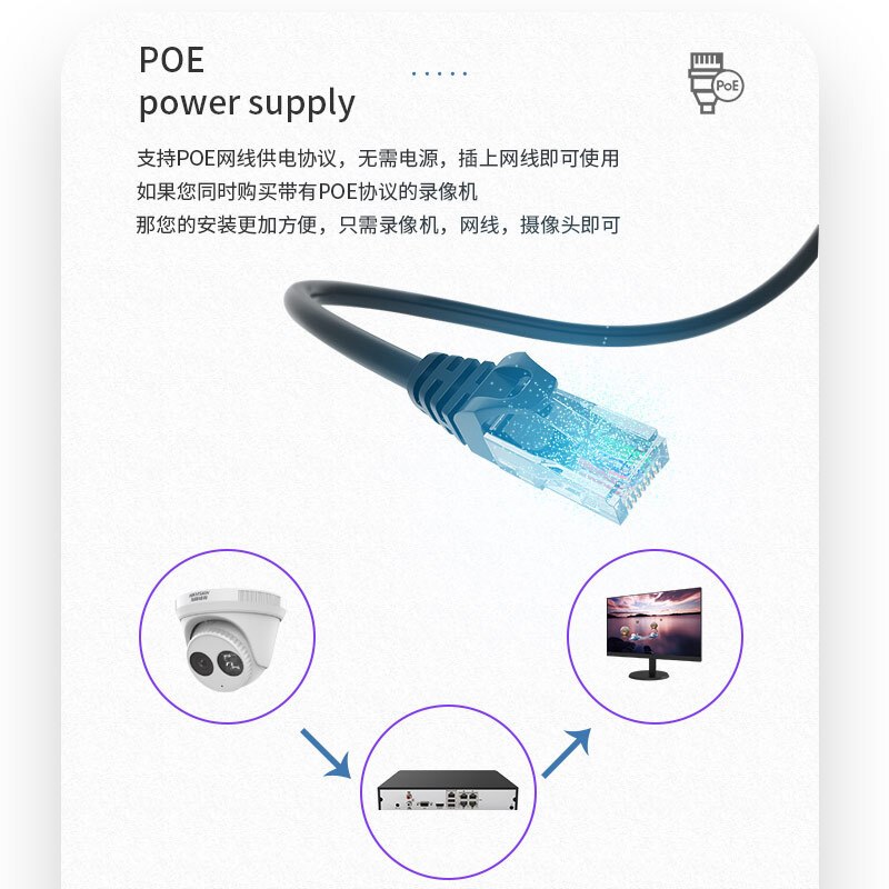 海康威视(HIKVISION)监控器摄像头2CD3326WDV3-I 2.8mm 200万高清夜视手机远程可录音半球监控