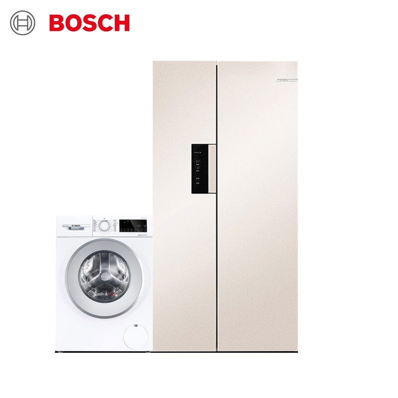 博世 BOSCH 530升超薄对开门+洗10烘7白色洗烘一体 变频冰洗套装(附件商品仅展示) 超薄大容量530升风冷无