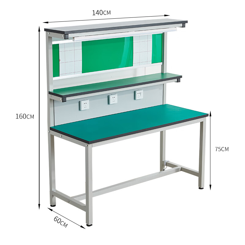 戴劲防静电工作台车间流水线检验桌手机维修工作台三层1400*600*750mm高清大图