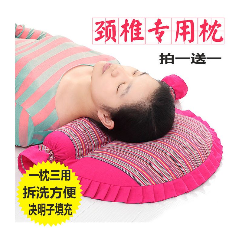 颈椎枕头修复颈椎专用黄豆组合成人圆柱护颈保健粗布糖果决明子