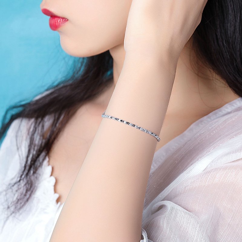 【新品】梦金园铂手链 PT950白金爱心瓜子手环 女款 计价 铂金饰品