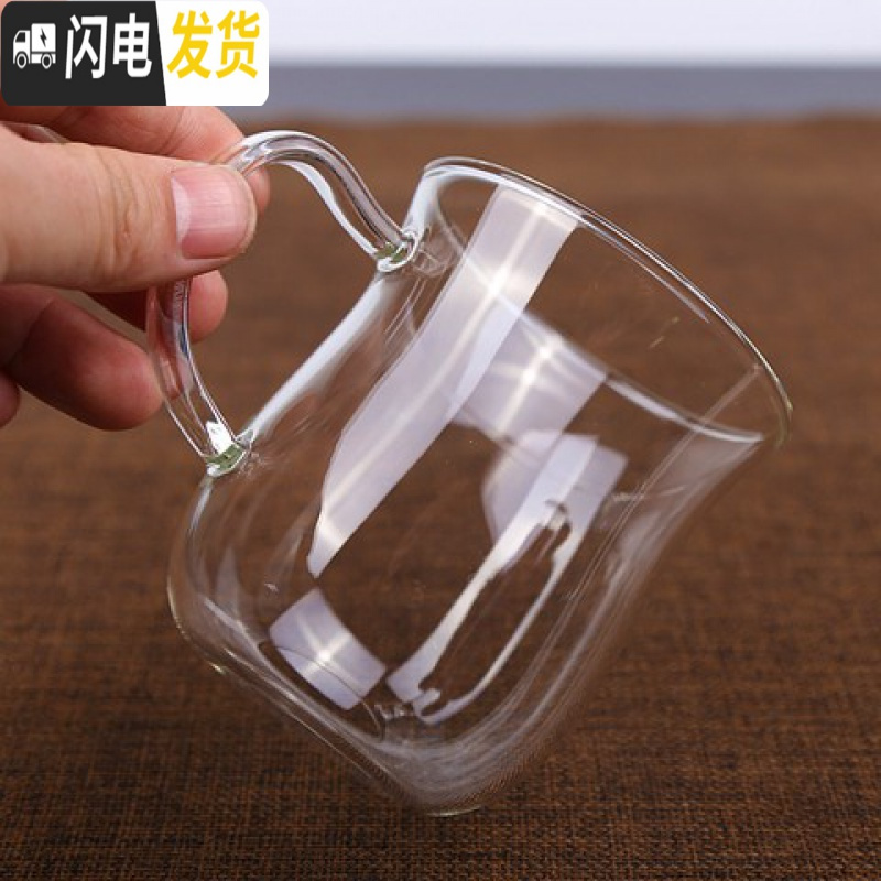 三维工匠耐热玻璃茶杯带把大容量泡茶水杯男女家用办公带盖套装咖啡牛奶杯 450美体单杯(无盖漏)咖啡器具高清大图