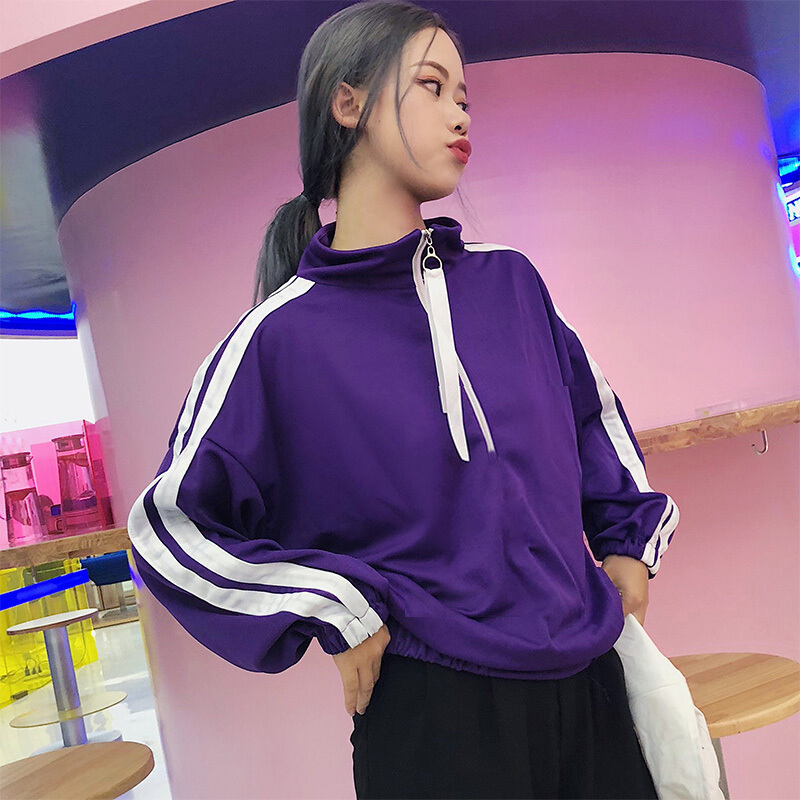 ins超火的卫衣女春秋2018新款长袖韩版潮学生宽松外套半高领上衣