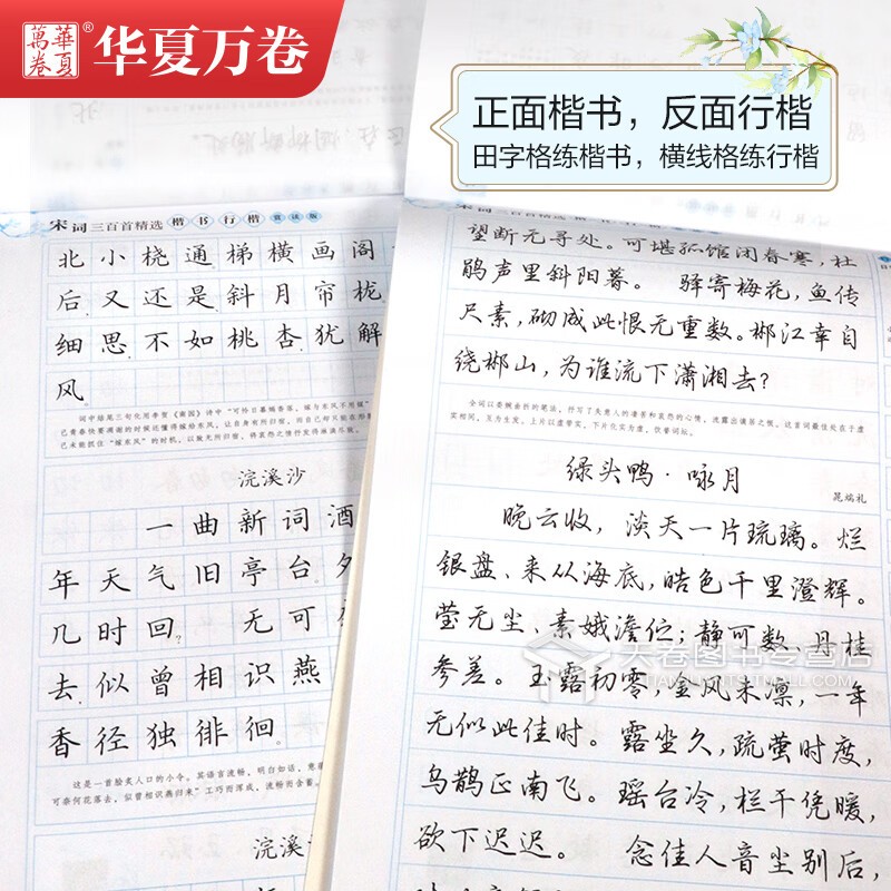 [正版]赠临摹纸楷行双体字帖 古诗词 唐诗三百首 宋词名句精选 正楷楷书行书行楷硬笔书法入门教程学生成人钢笔字帖临摹练高清大图