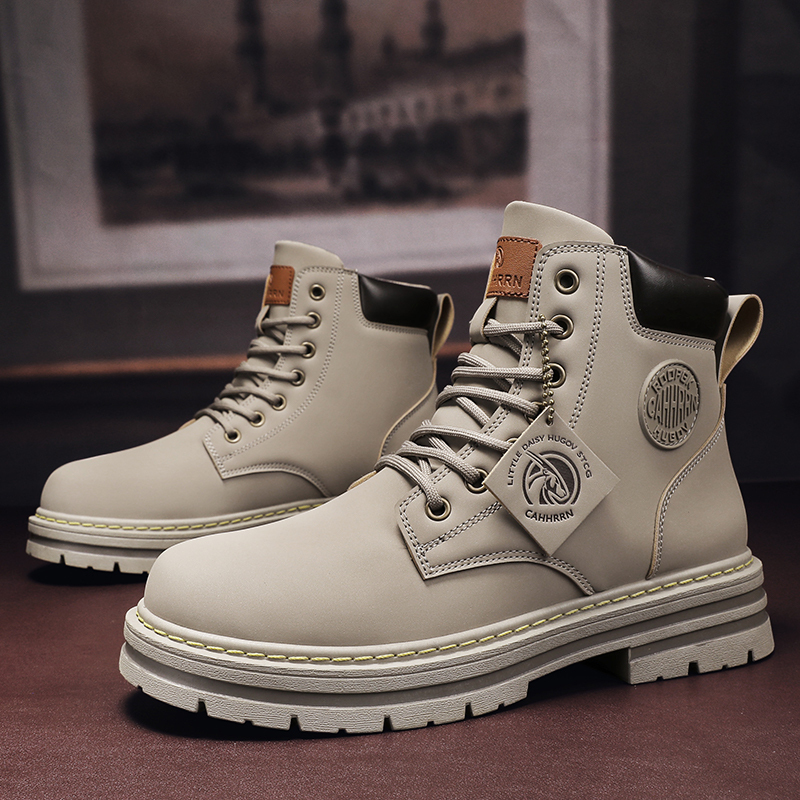 线下专柜同款卡帝乐鳄鱼cartelo新款时尚高帮马丁靴子男休闲鞋工装鞋