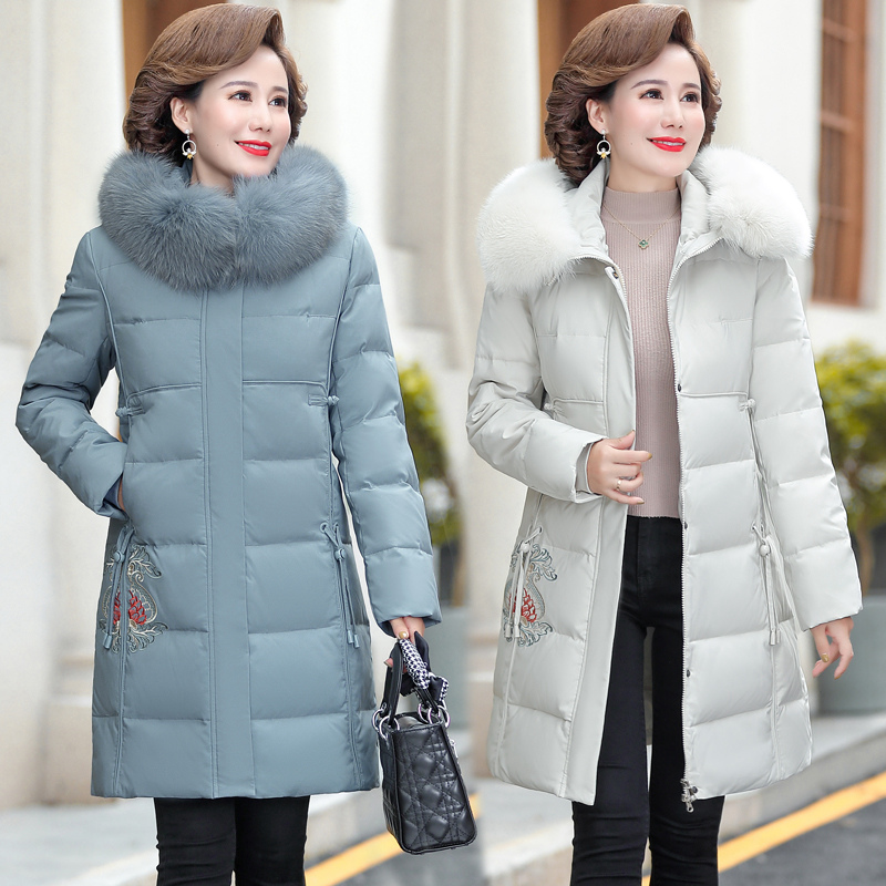 免费试穿 大品牌羽绒服女中长款2024年新款狐狸毛领免洗亮面加厚外套冬装新款白鸭绒羽绒服女中长款过膝大毛领韩版宽松加厚高清大图
