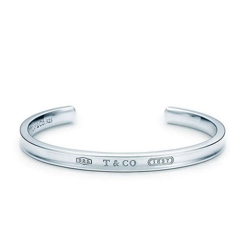 蒂芙尼183764系列tiffany925银窄款中号开口手镯