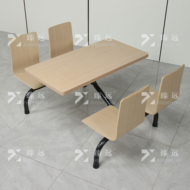 臻远 ZY4040814 连体餐桌椅组合食堂员工餐厅四人位连体餐桌高清大图