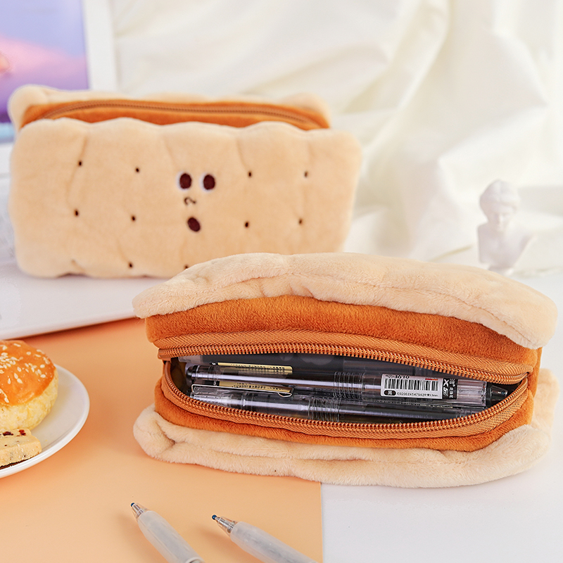 网红可爱饼干夹心造型笔袋创意简约大容量铅笔袋小学生文具盒铅笔盒