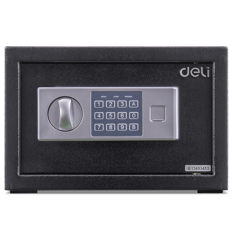 得力(deli)16654电子密码保管箱(黑色) 高20cm办公家用防盗小型入衣柜隐形保管柜 入墙隐形保险柜保险箱