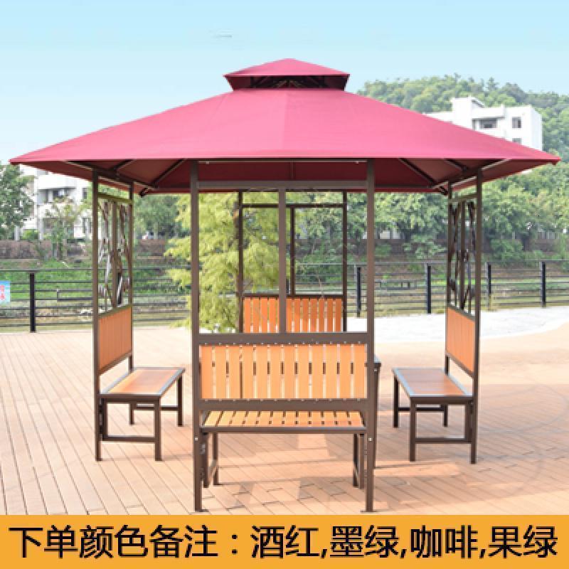 森美人户外凉亭小木屋别墅庭院铁艺亭子工地茶水亭室外四角亭防腐木凉亭 一代（30×30管）不含桌