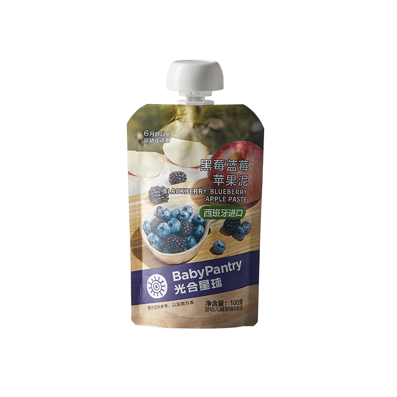 babycare新西兰辅食品牌光合星球原装进口欧盟果泥婴儿西梅泥1袋TG 黑莓蓝莓苹果泥(三分之一效期)