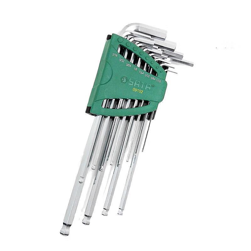 世达(SATA)0910212件英制特长球头内六角扳手组套