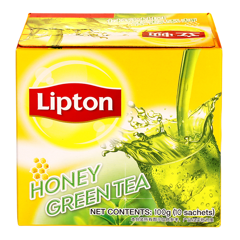 立顿Lipton 绿茶 茶粉茶叶 蜂蜜绿茶10包100g 袋装绿茶粉 办公室休闲下午茶
