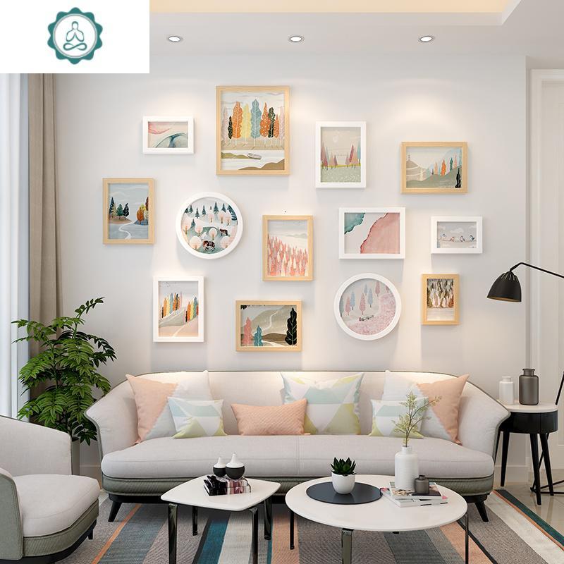 现代简约客厅照片墙免打孔沙发背景墙相框挂墙组合创意相片墙装饰封后