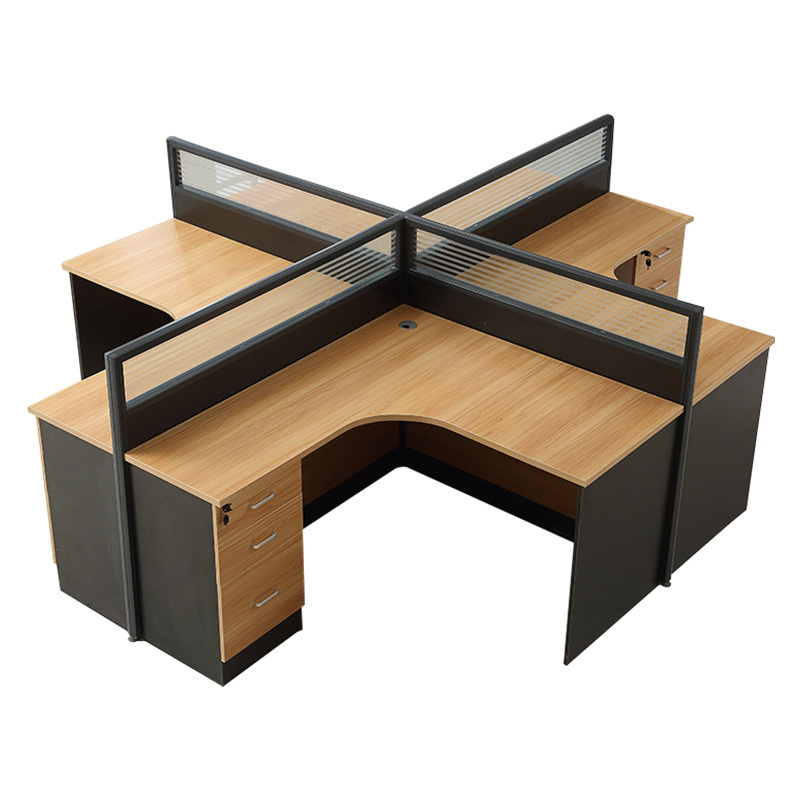 94027 职员桌员工屏风办公桌工作位电脑桌十字型四人位 柜
