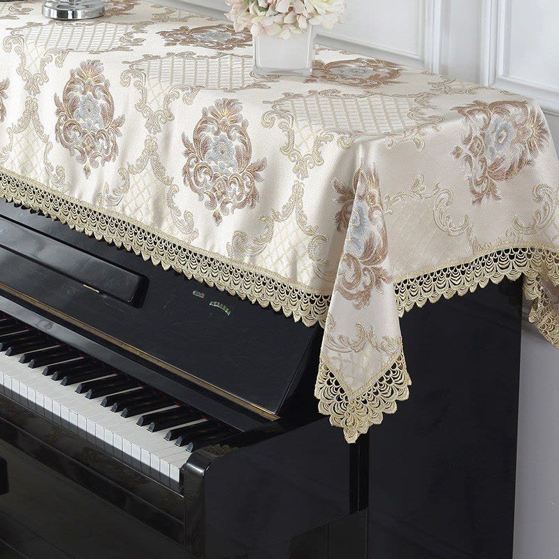 家柏饰(CORATED)欧式钢琴琴罩布盖布防尘罩电子琴盖巾半罩电钢琴套全罩长方形 黎曼菲-咖色 90*140cm凳巾图片