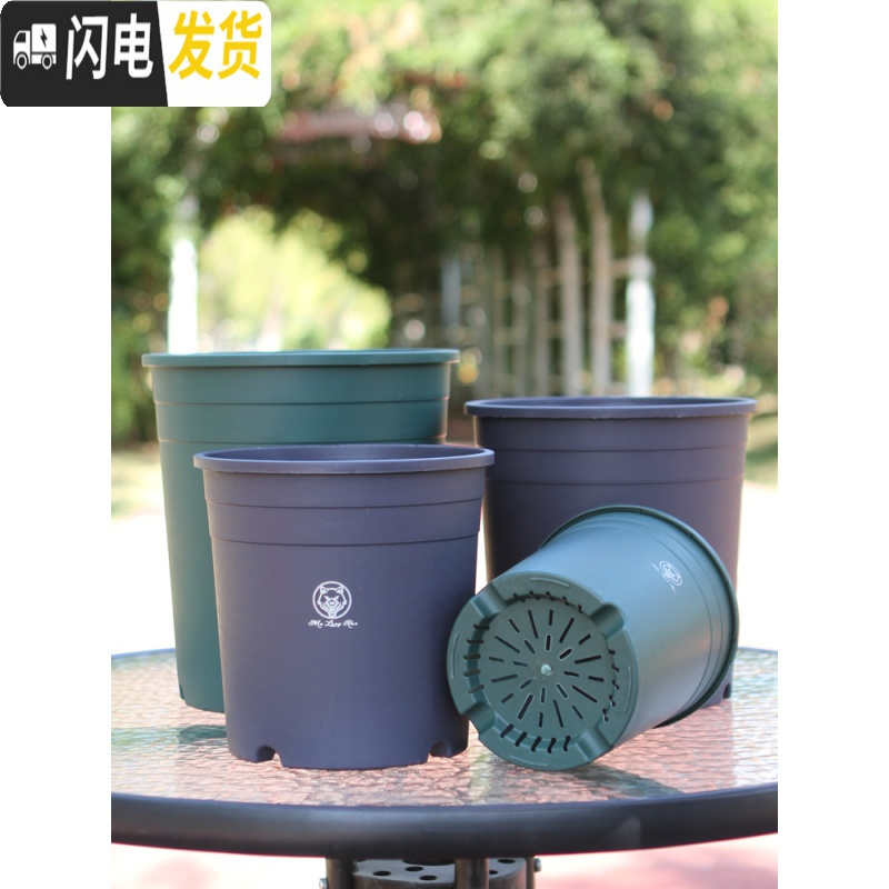 三维工匠加仑盆二代加厚塑料树脂多肉绿萝家用阳台种花月季盆栽控根大花盆 [5个装]绿色(单花盆) 中等花盆容器