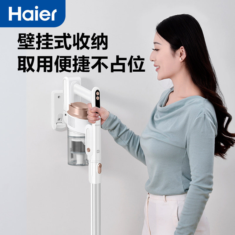 海尔(Haier) 无线吸尘器家用车载手持轻量大吸力大功率小型智能除尘吸螨一体机猫毛地毯吸尘机HZ-Q13W