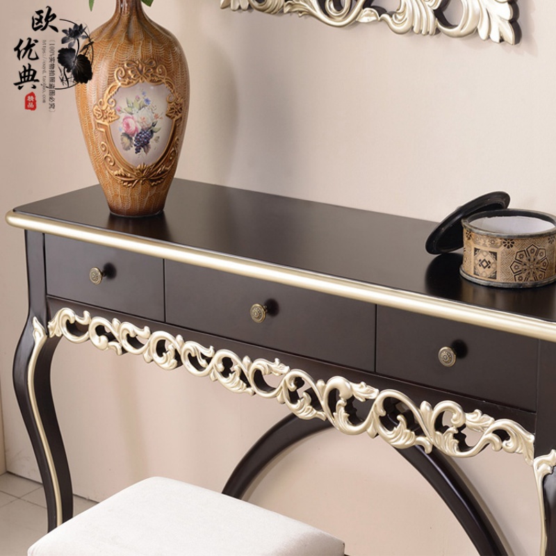 欧式新古典实木花梳妆台法式现代简约公主化妆桌小户型卧室家具高清大图