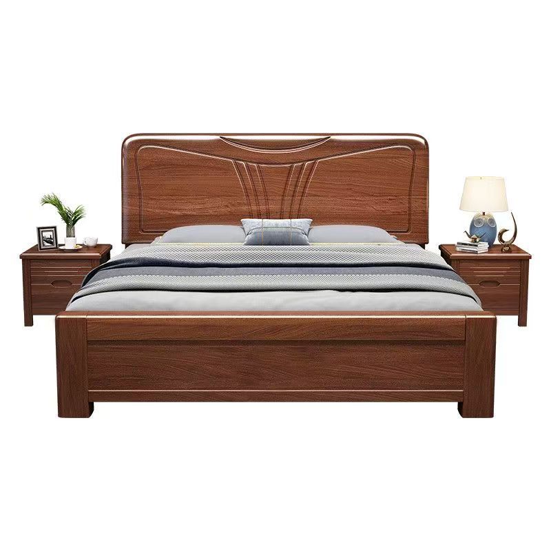 实木床双人床新中式1.5米1.8米双人床简约经济型现代家具主卧室储物高清大图