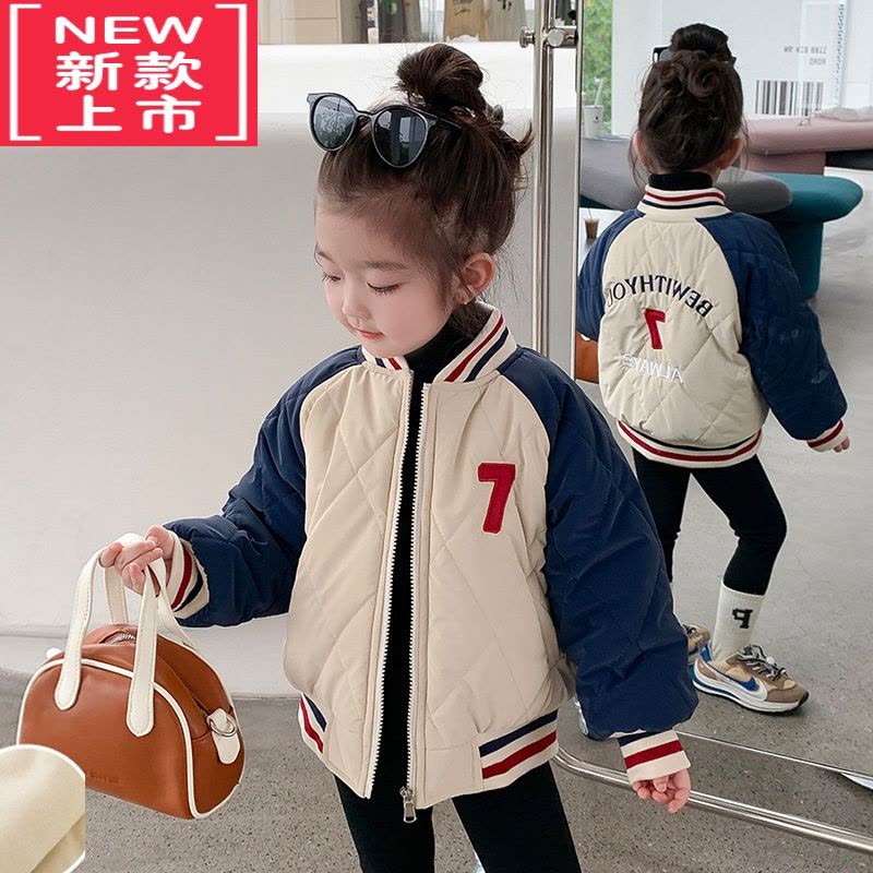 可莉允女童棉服秋冬款2022新款儿童装棉衣女宝宝加厚棒球服外套冬装酷萌图片