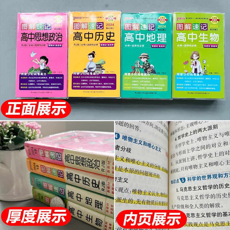 高中化学 高中通用 [正版]图解速记高中语文数学物理化学生物政治历史地理英语词汇单字语法文言文古诗文基础知识点总结大全必高清大图