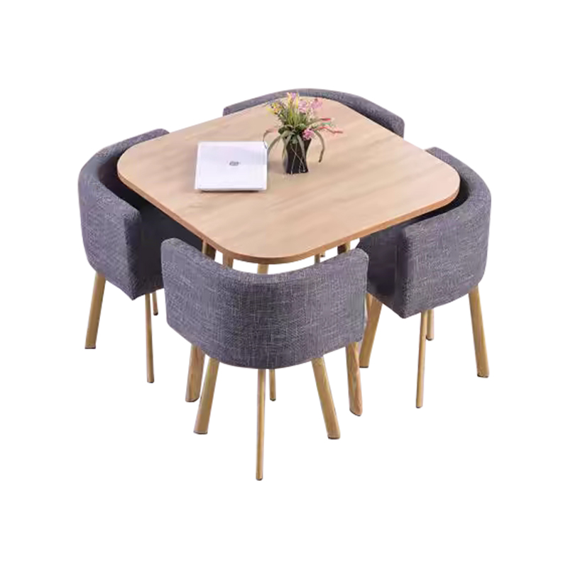 中豫鑫泽ZYXZ4100951 简约接待桌椅洽谈桌椅 一桌四椅 方桌灰色布椅