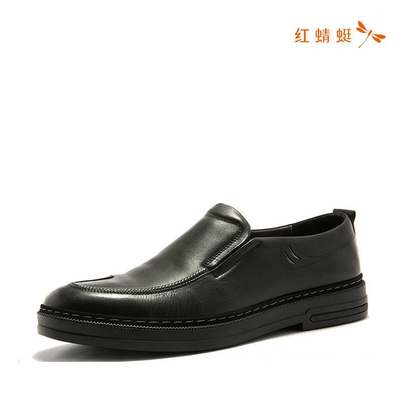 红蜻蜓专柜正品新款男鞋套脚牛皮正装商务男单鞋皮鞋品牌休闲鞋