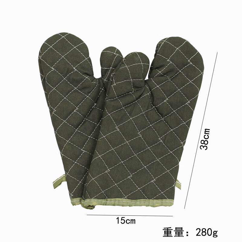 谋福 烘焙手套 烤箱微波炉防烫手套(绿色大号) (5双)高清大图