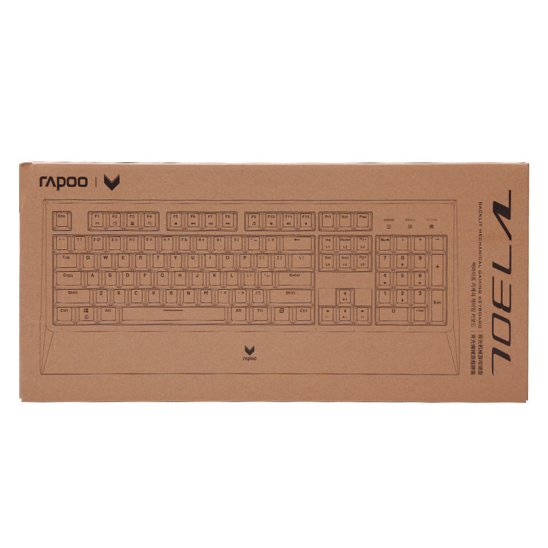 雷柏(Rapoo) V730L背光游戏机械键盘 有线绝地求生吃鸡辅助电脑网吧黑色