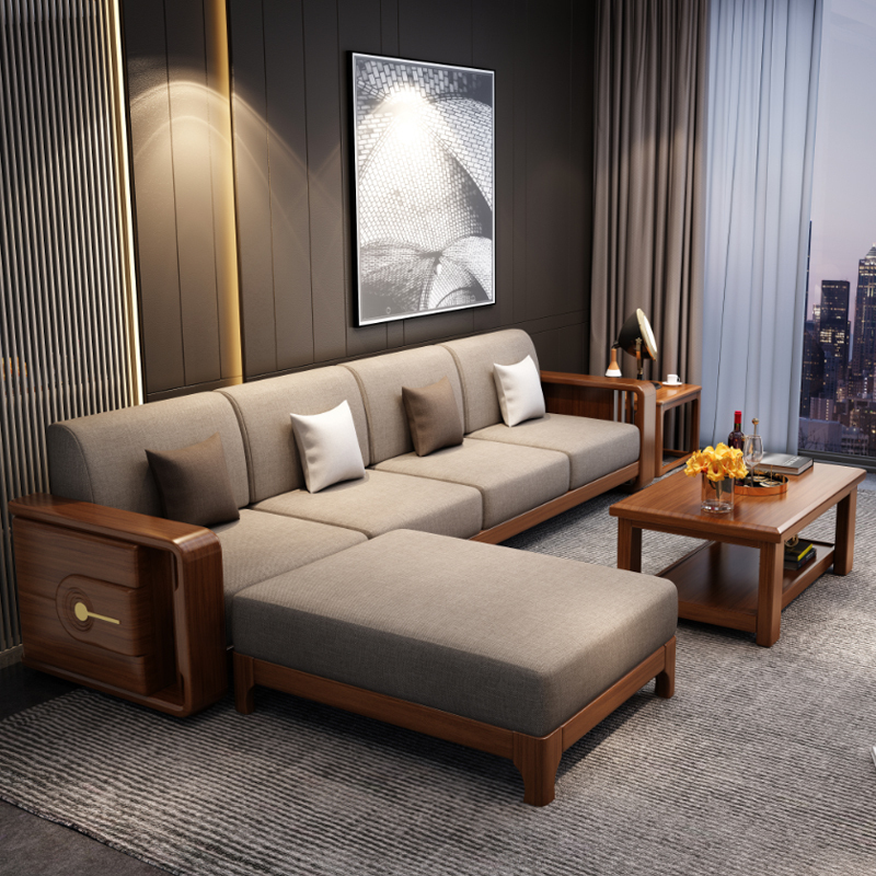 景山百岁沙发921# 景山百岁 沙发 胡桃木沙发 实木沙发组合 转角沙发 