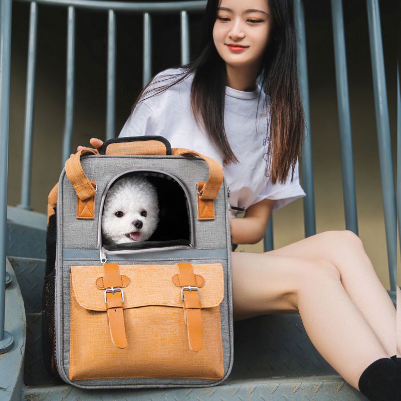 透明杏粉色 猫包外出便携猫包猫咪书包外出大号背包太空舱胸前透气帆布包特价