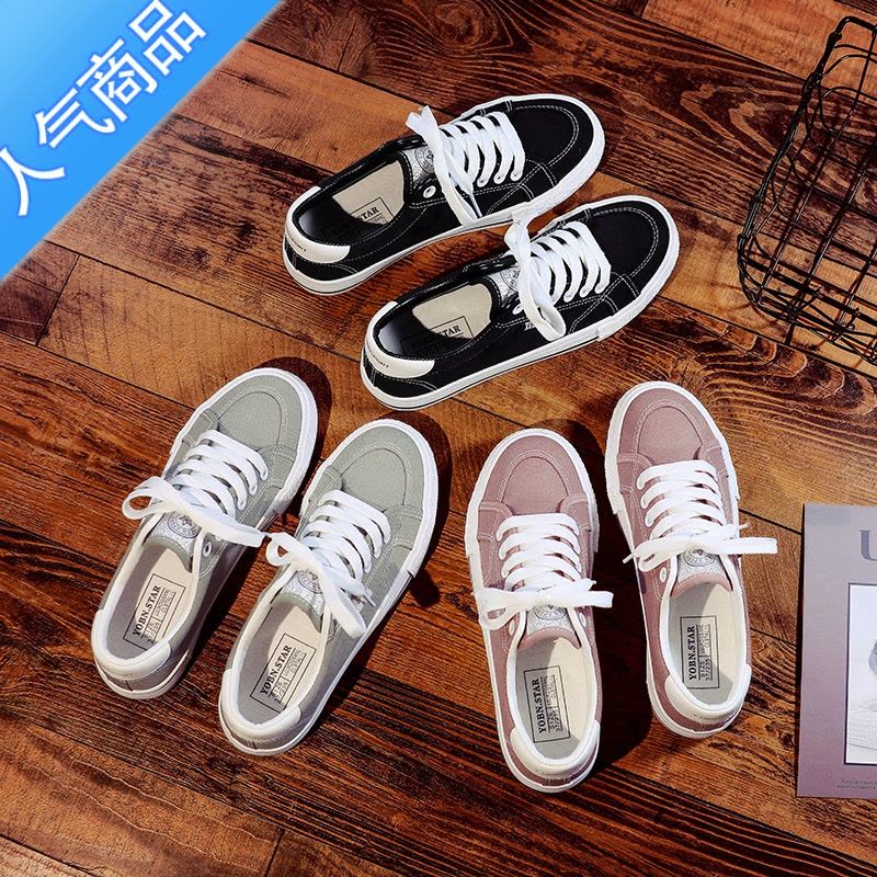 SUNTEK帆布鞋女鞋ulzzang百搭2023韩版新款学生低帮板鞋女ins潮鞋子春季图片