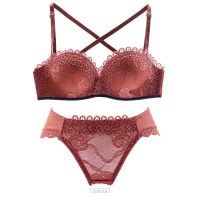 波迷娜(BOMINA)[加厚款]性感聚拢文胸内衣女防下垂无钢圈收副乳小胸罩上托套装明星同款舒适睡眠款美背内衣