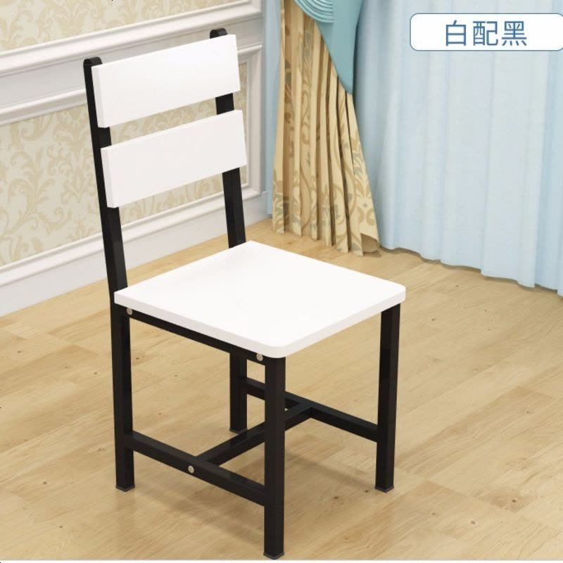 现代简约餐桌椅木质铁艺休闲靠背椅家用创意餐桌椅子成人餐厅凳子 白色面+黑色腿(四把起拍)图片