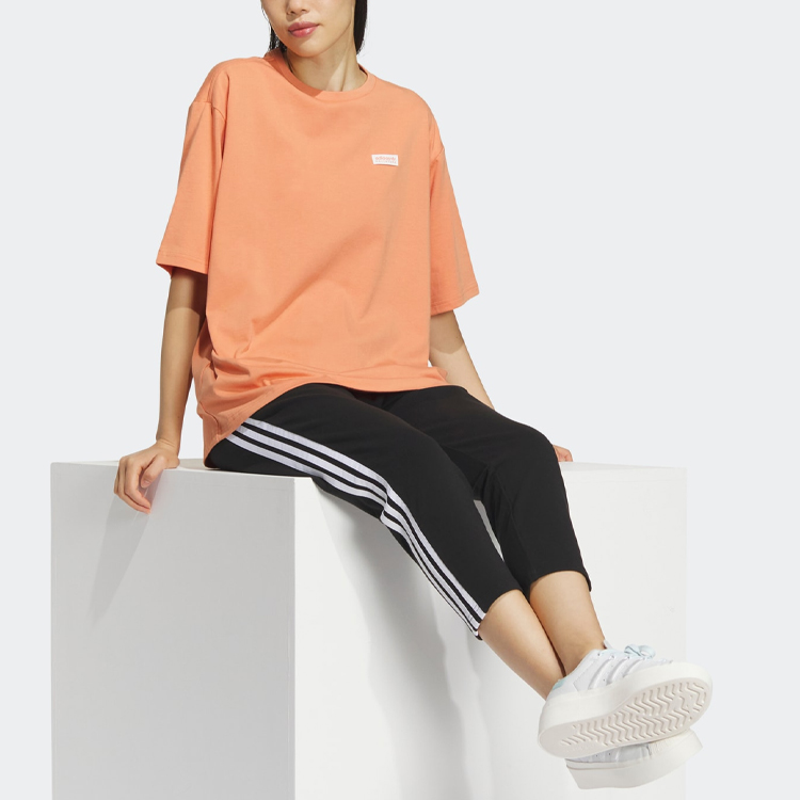 originals三叶草 字母logo女圆领卡通图案印花运动短袖t恤淡卡其棕ik