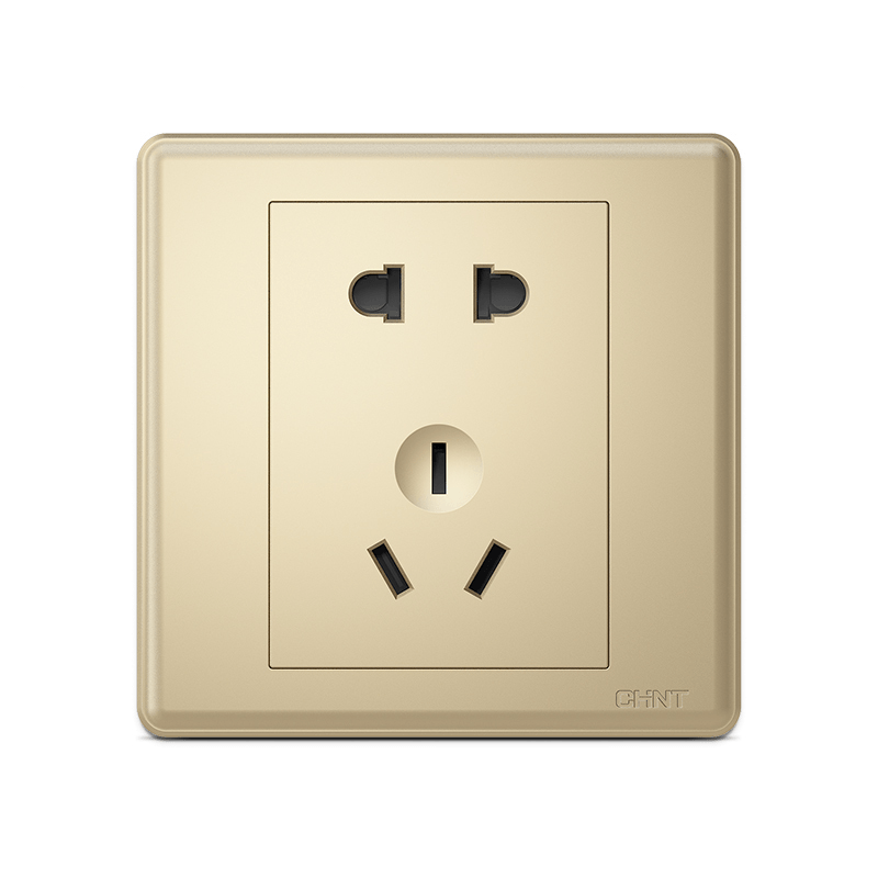 正泰开关插座面板多孔五孔家用86型金色暗装带usb开关插座面板香槟色