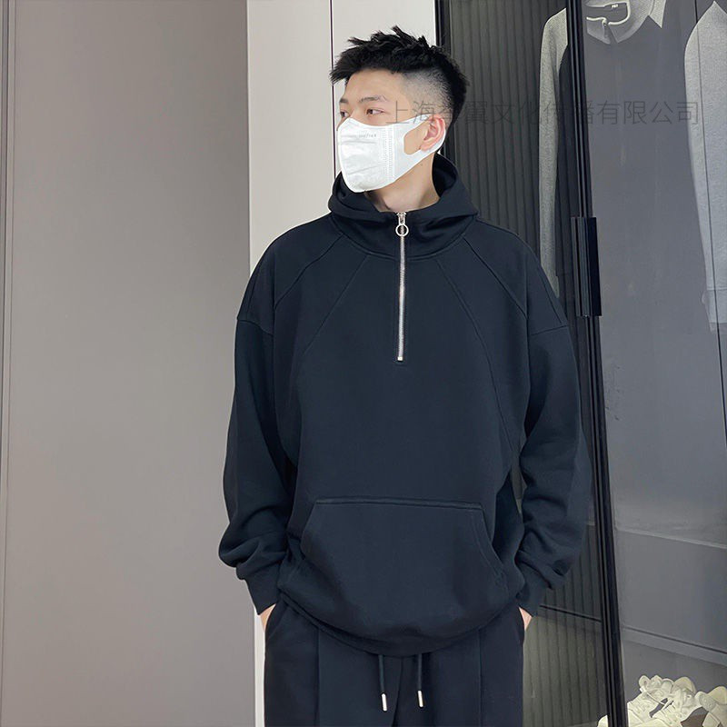 JEEP SPIRIT拉链男女同款情侣420G重磅卫衣秋冬加绒加厚宽松高级感纯色连帽衫