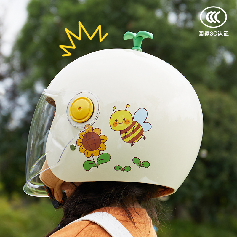 3c认证儿童头盔男女孩冬季电动摩托电瓶车骑行安全帽小孩可爱全盔
