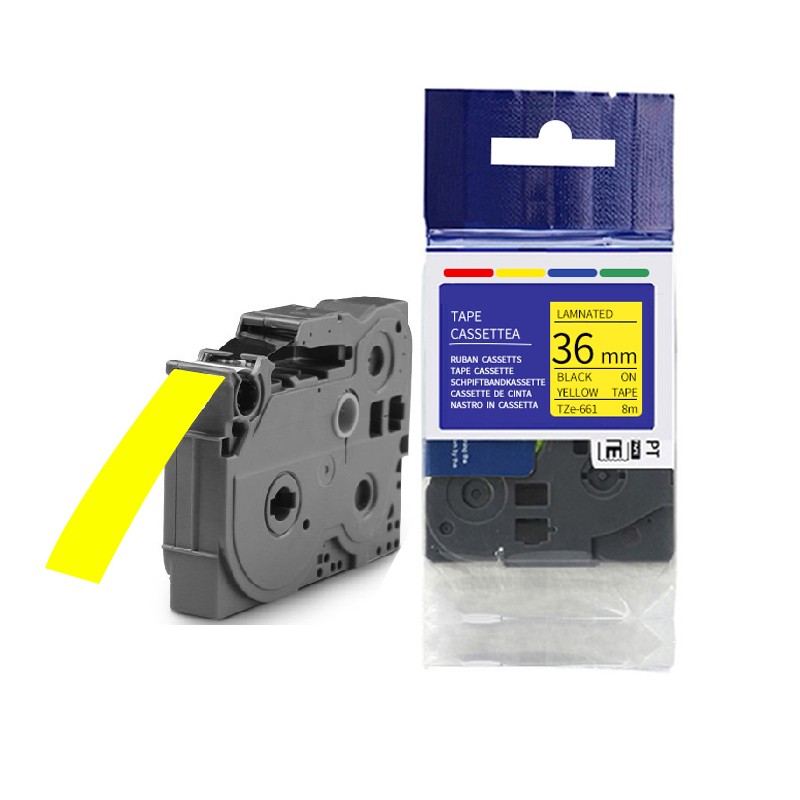 彩标 TZe-661 36mm 标签色带 (计价单位：个) 黄底黑字高清大图