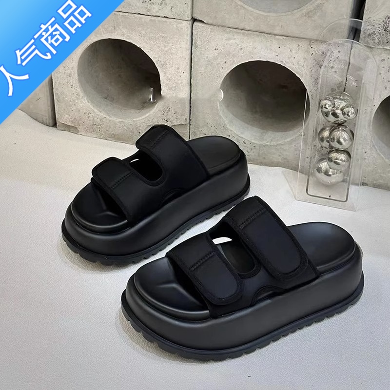 SUNTEK高级感厚底拖鞋女夏季外穿2023百搭凉拖鞋欧货增高一字拖时尚凉鞋高清大图