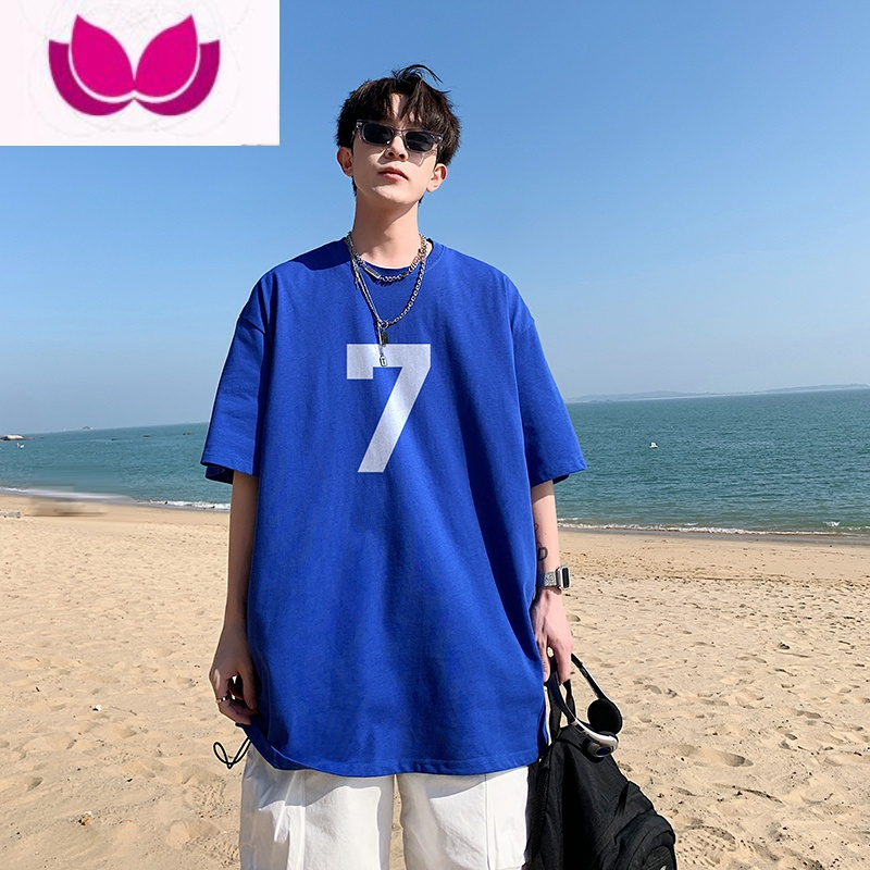 七斓7号短袖t恤男款夏季宽松衣服美式oversize小领口半袖