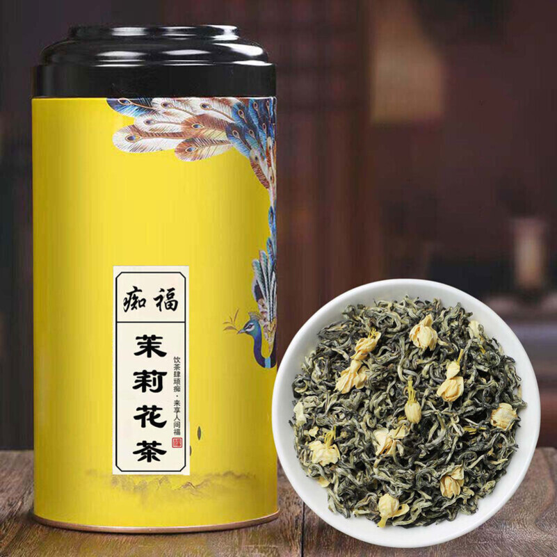 痴福新茶浓香型茉莉花茶散装花茶曲毫茉莉罐装1罐250克高清大图