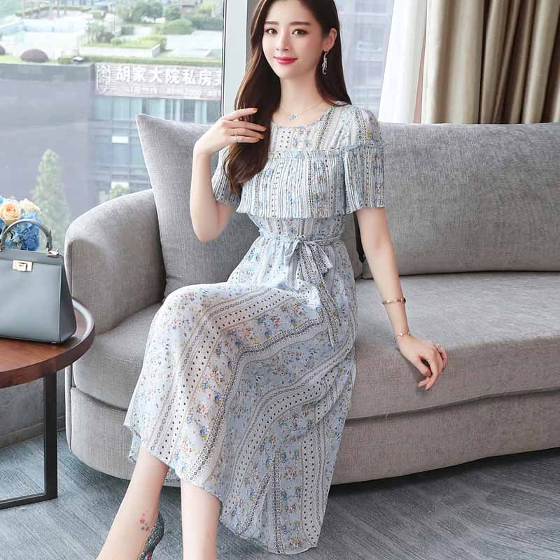 2018新款女装 2o18年夏装时尚气质蘑菇街春季套装夏季韩版连衣裙