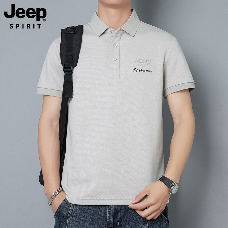 Jeep spirit短袖黑色POLO衫男士夏季新款宽松商务翻领T恤休闲半袖